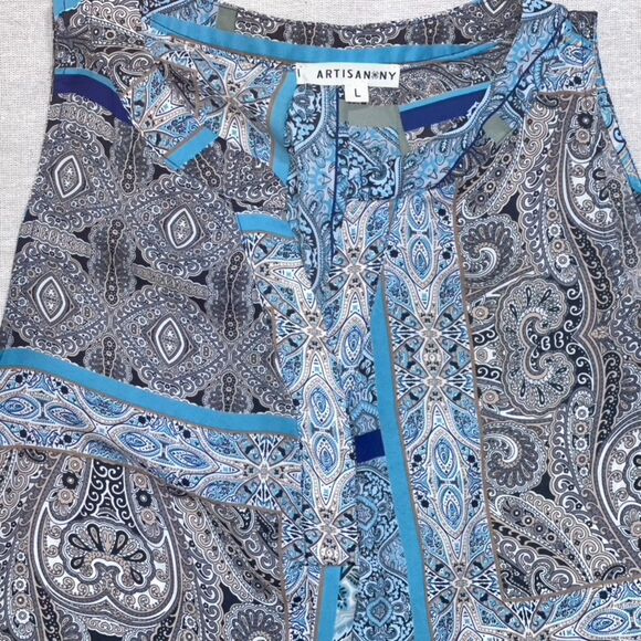 Artisan NY Turquiouse Paisley Print Sleeveless Top - Large - Picture 3 of 8
